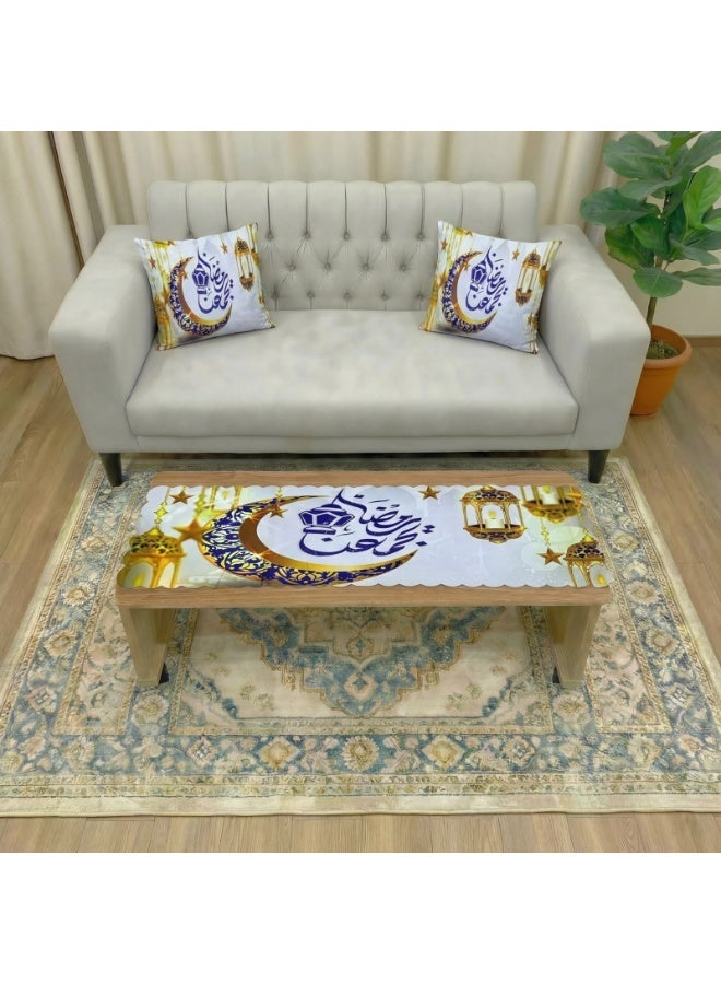 Ramadan 2026 Home Decoration Mega Bundle – 4-Piece Set Includes LED Moon & Star Curtain Lights, Luminous Moon Lamp Stand, Table Runner with 2 Cushion Covers, and Wooden Wall Hanging – Complete Festive Decor Kit - Image 5